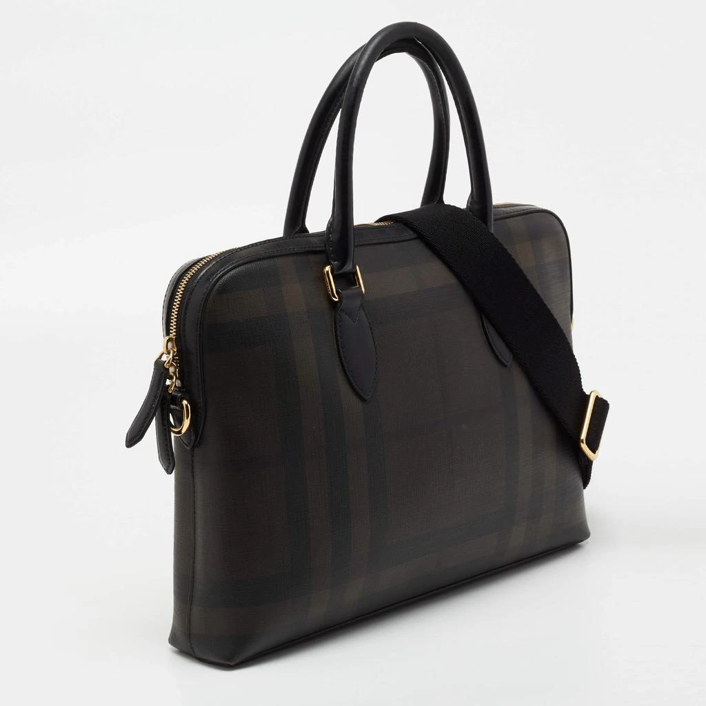 商品[二手商品] Burberry|Burberry Brown/Black London Check Coated Canvas And Leather The Barrow Briefcase,价格¥4456,第3张图片详细描述