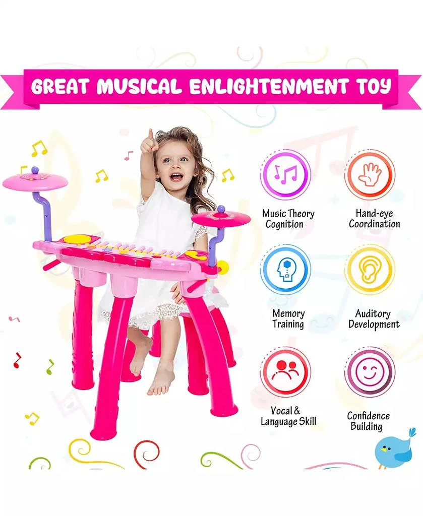 24 Key DJ Piano Keyboard Drum Toy Music Instrument w/MP3 Microphone Cymbal 商品