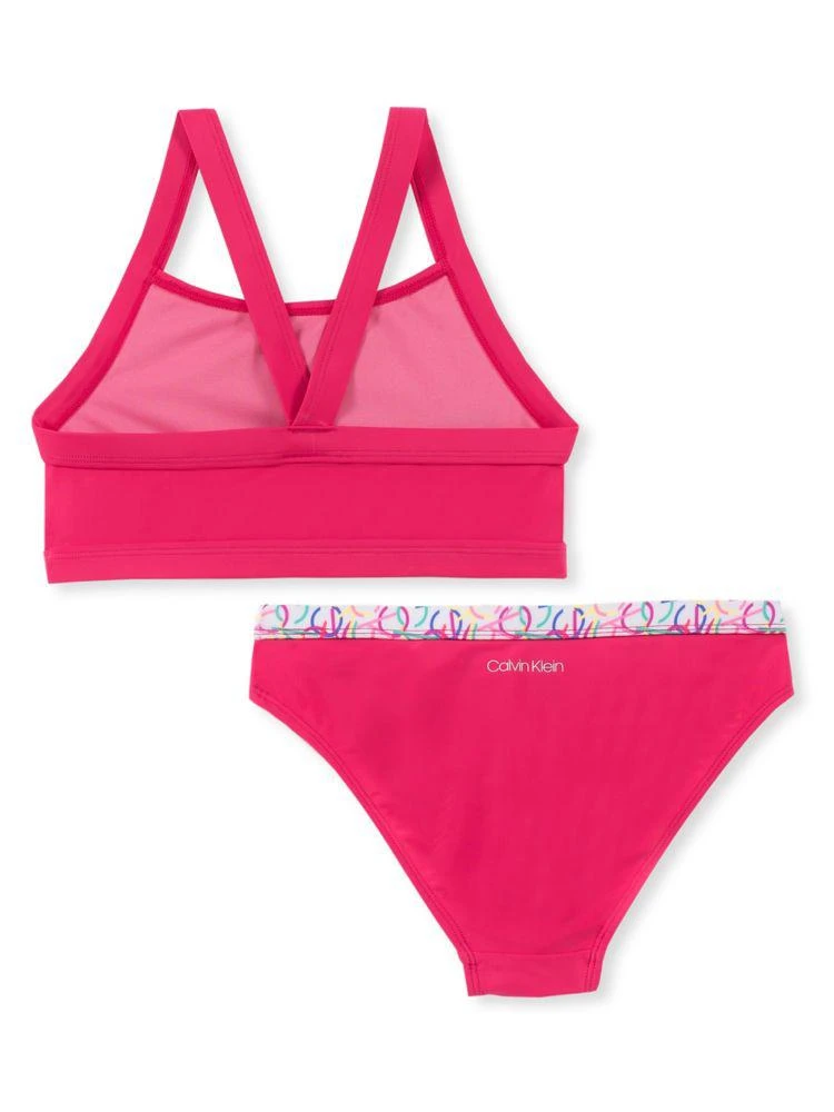 商品Calvin Klein|Girl's 2-Piece Logo Swim Set,价格¥84,第2张图片详细描述