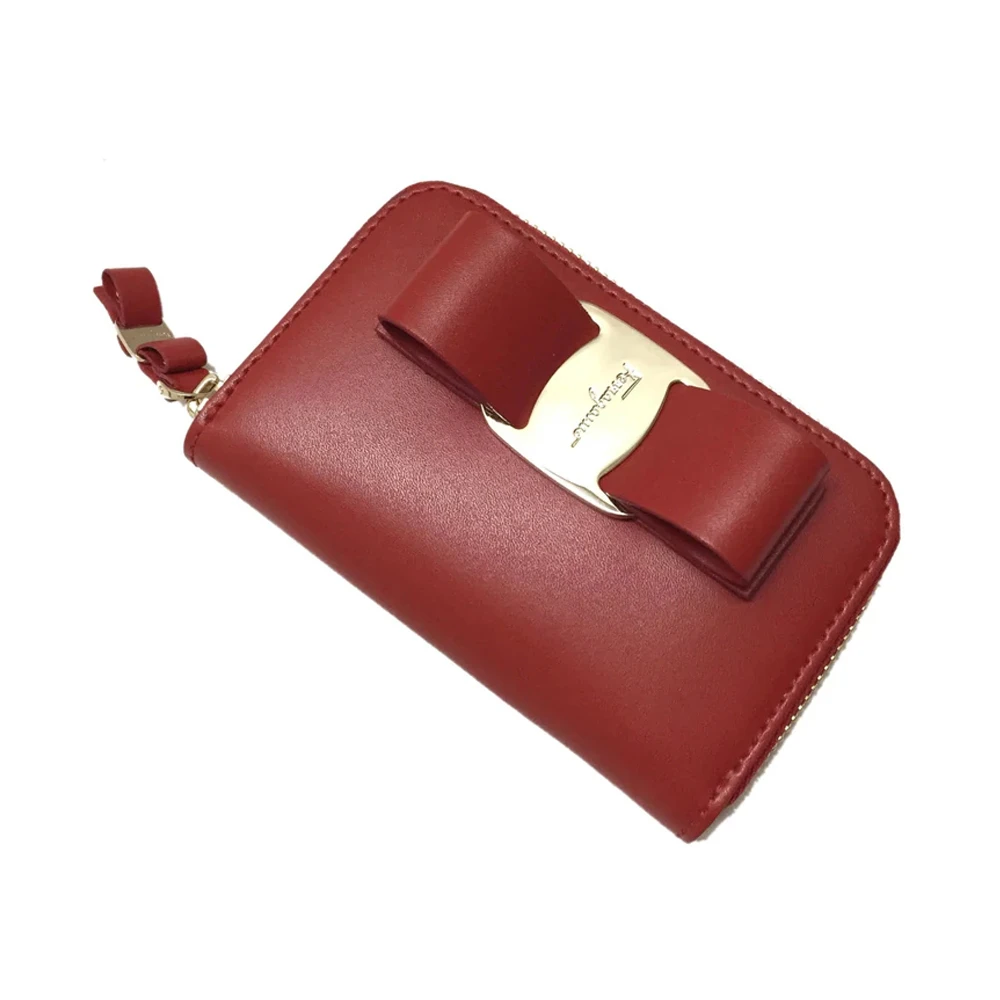 SALVATORE FERRAGAMO 女士红色蝴蝶结皮革卡片包 22-D288-691276 商品