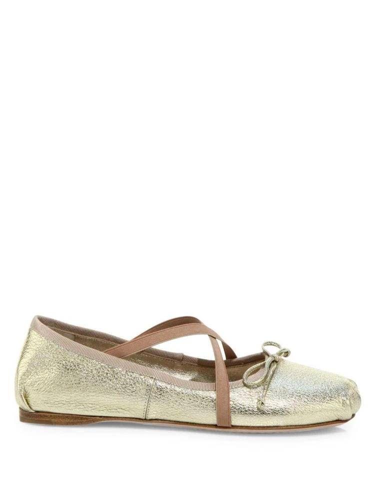 商品Miu Miu|Crisscross Metallic Leather Ballet Flats,价格¥1469,第5张图片详细描述