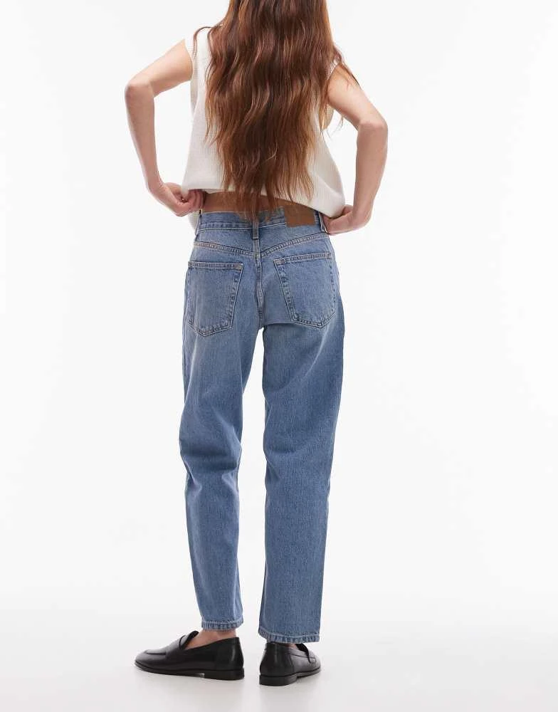 商品Topshop|Topshop Runway mid rise straight cropped jean in bleach,价格¥211,第2张图片详细描述