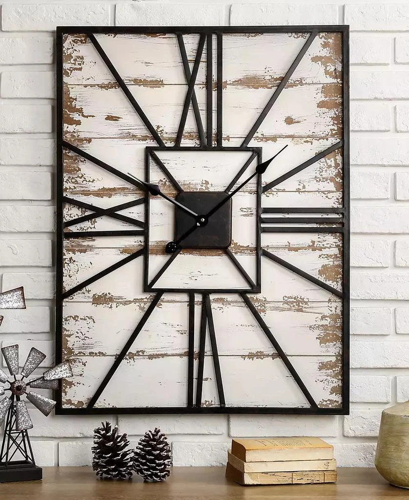 商品Glitzhome|Oversized Farmhouse Wooden Wall Clock,价格¥1119,第2张图片详细描述