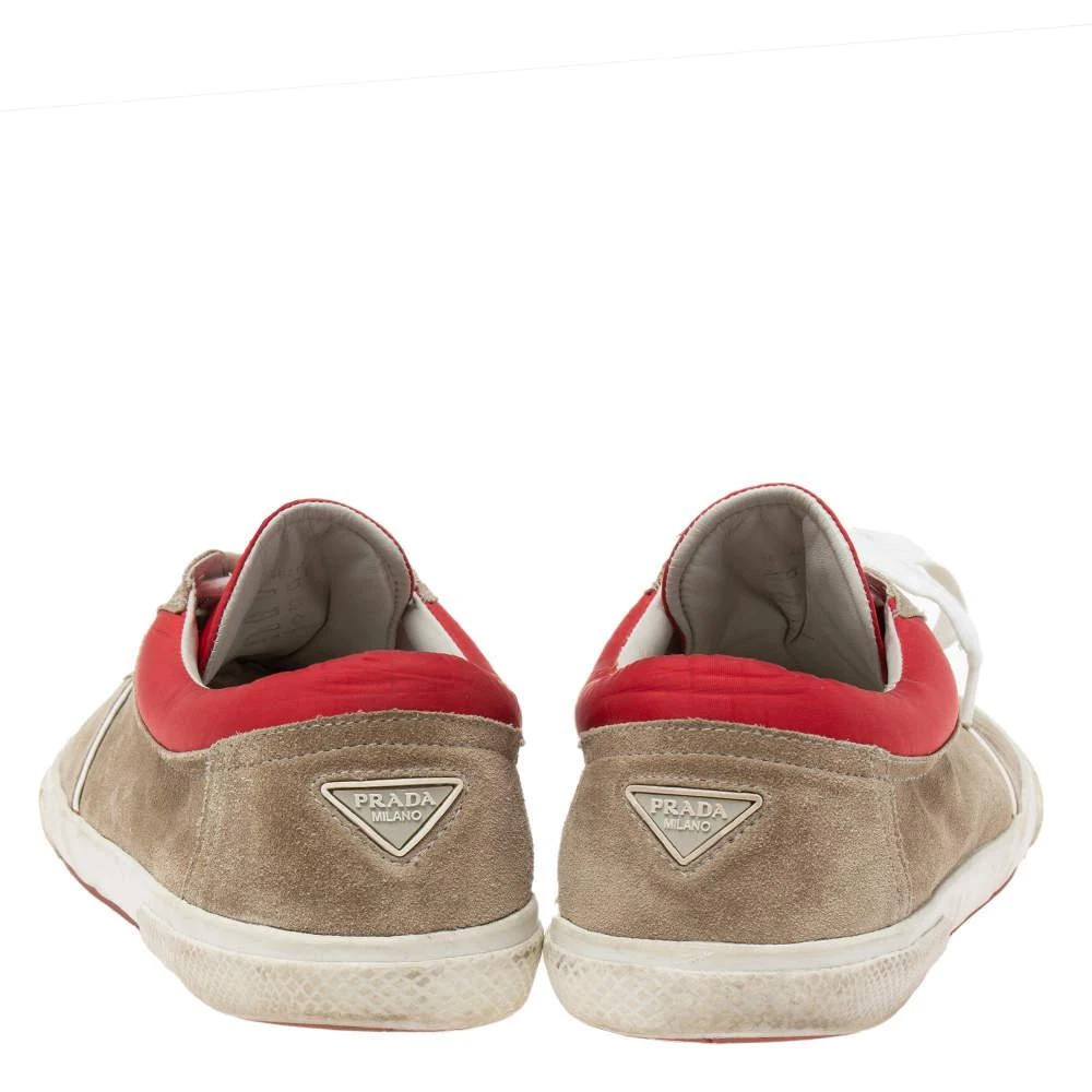 商品[二手商品] Prada|Prada Grey/Red Suede  Lace Up Sneakers Size 44,价格¥923,第5张图片详细描述