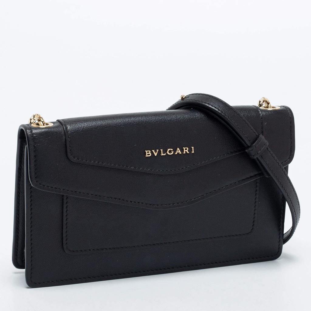 Bvlgari Black Leather Flap Crossbody Bag商品第3张图片规格展示