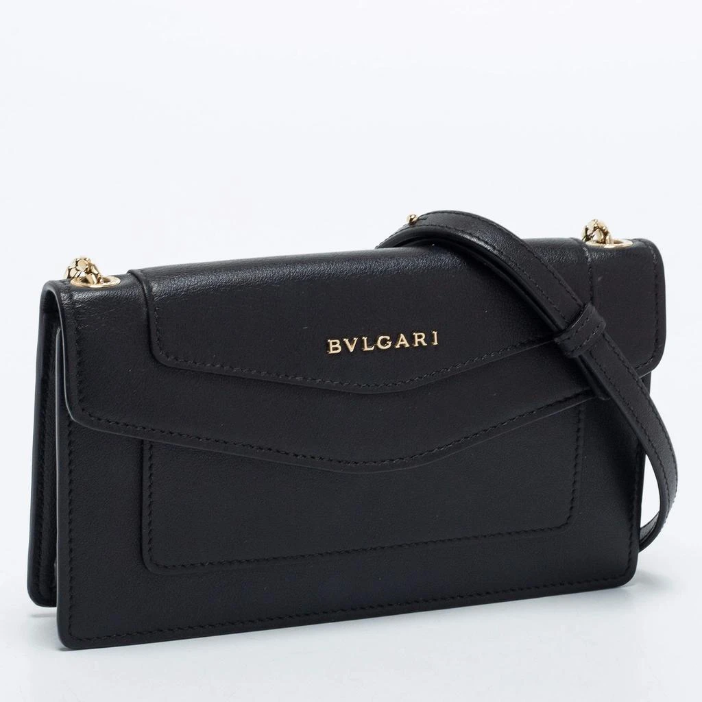 商品[二手商品] BVLGARI|Bvlgari Black Leather Flap Crossbody Bag,价格¥5057,第3张图片详细描述