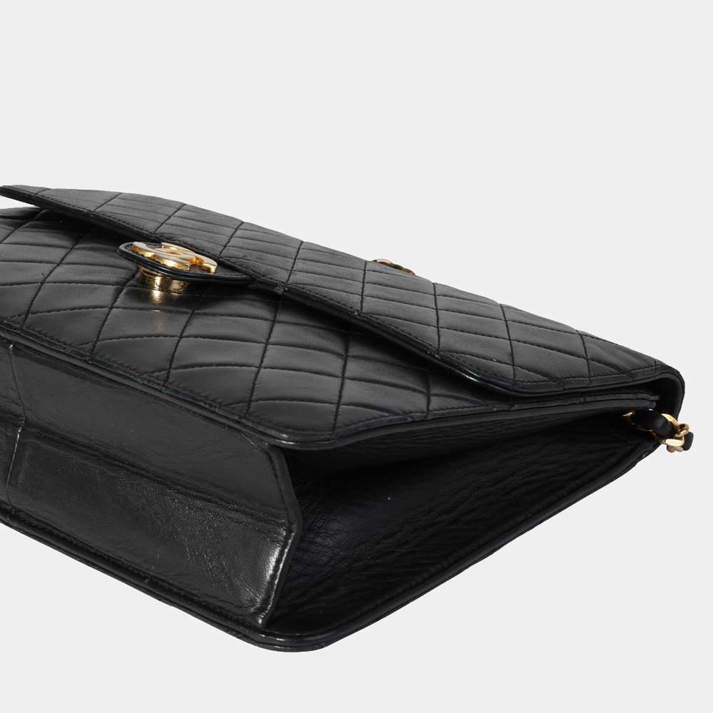 Chanel Black Quilted Lambskin Leather Vintage CC Single Flap Shoulder Bag商品第8张图片规格展示
