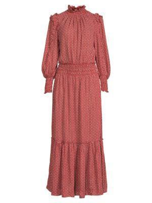 商品Max Studio|Print Smocked Waist Dress,价格¥371,第5张图片详细描述