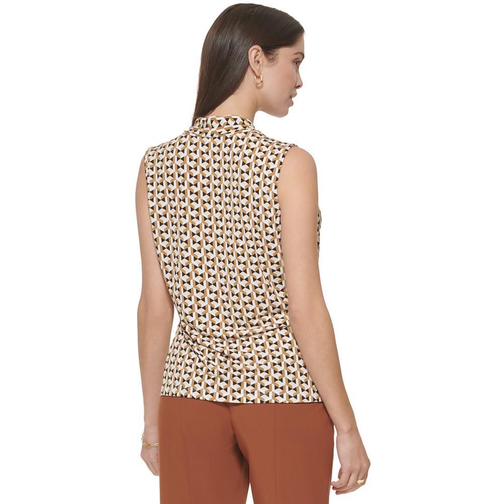 商品Calvin Klein|Women's Sleeveless Geometric Print V-Neck Top,价格¥217,第4张图片详细描述