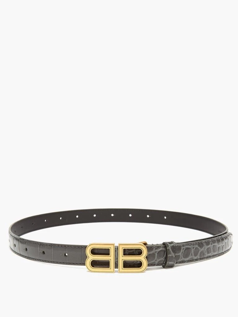 商品Balenciaga|Hourglass BB-plaque crocodile-effect leather belt,价格¥3100,第3张图片详细描述
