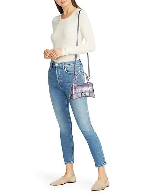 商品Balenciaga|XS Hourglass Exclusive Croc-Embossed Leather Top Handle Bag,价格¥12195,第2张图片详细描述