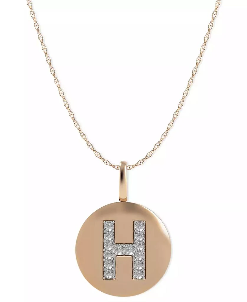 商品Macy's|14k Rose Gold Necklace, Diamond Accent Letter H Disk Pendant,价格¥5301,第1张图片