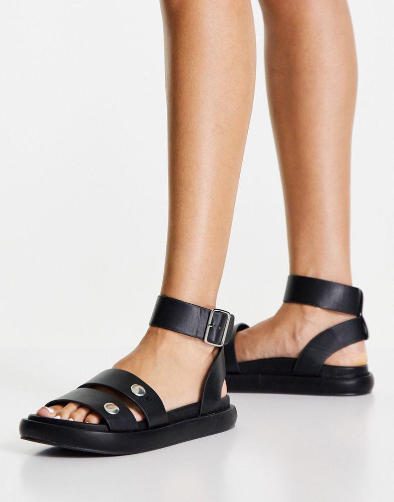 Topshop Proud Footbed Sandal in Black商品第1张图片规格展示