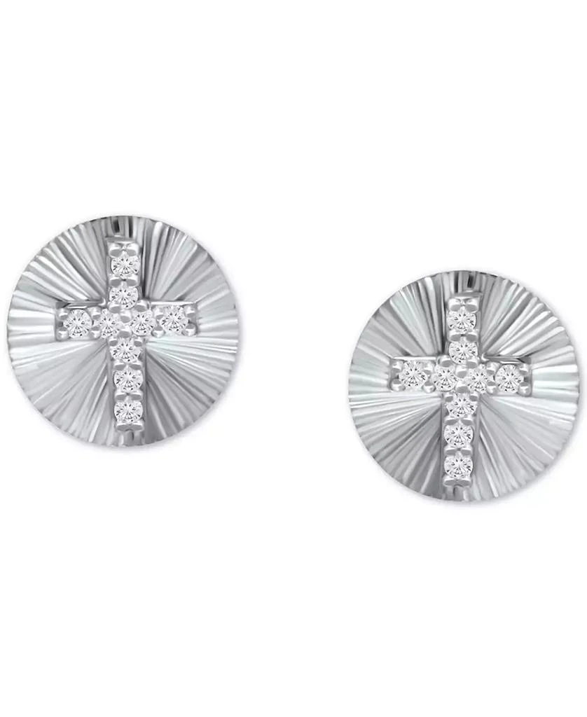 商品Giani Bernini|Cubic Zirconia Cross Disc Stud Earrings, Created for Macy's,价格¥132,第1张图片
