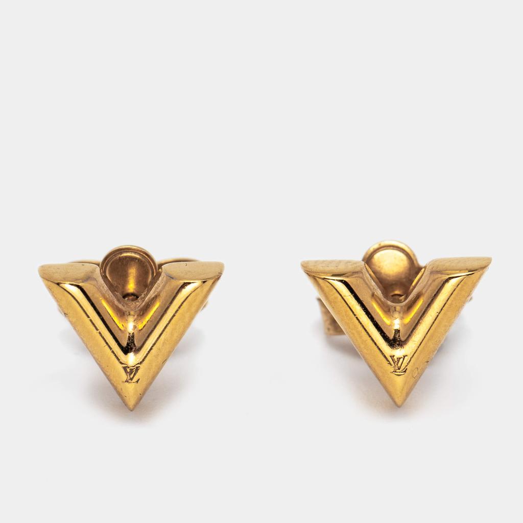 Louis Vuitton Essential V Gold Tone Stud Earrings商品第1张图片规格展示