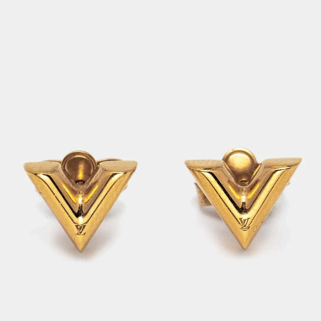 商品[二手商品] Louis Vuitton|Louis Vuitton Essential V Gold Tone Stud Earrings,价格¥1250,第1张图片