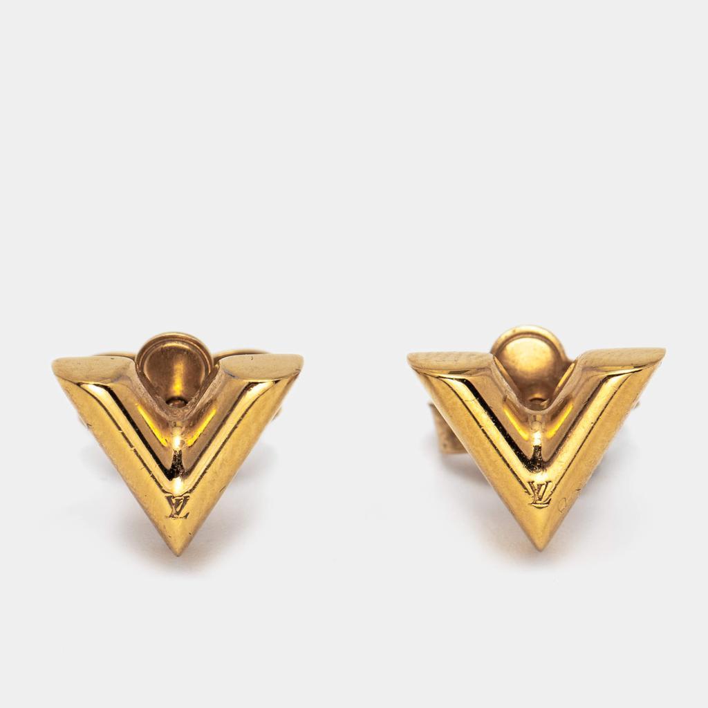商品[二手商品] Louis Vuitton|Louis Vuitton Essential V Gold Tone Stud Earrings,价格¥2279,第1张图片