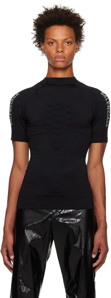 商品Balenciaga|Black Sporty B Crewneck Athletic T-Shirt,价格¥7386,第1张图片