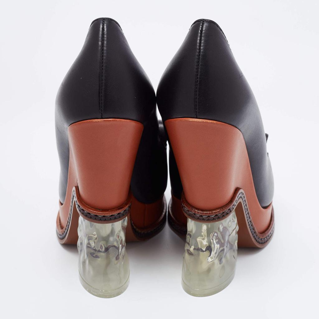 商品Fendi|Fendi Black Leather Ice Heel Loafer Pumps Size 36,价格¥4746,第7张图片详细描述