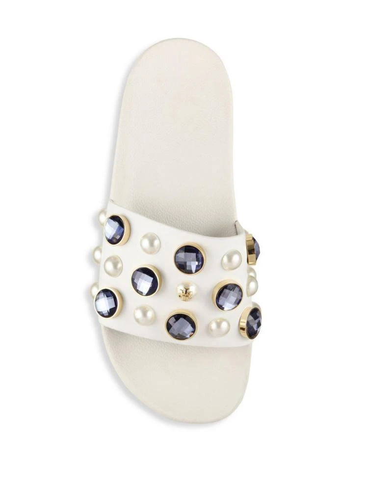 商品Tory Burch|Vail Jeweled Leather Slides,价格¥675,第4张图片详细描述