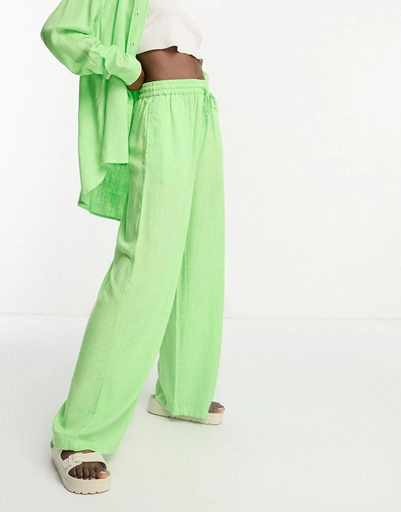 商品ASOS|ASOS DESIGN pull on trouser with linen in apple green,价格¥195,第4张图片详细描述