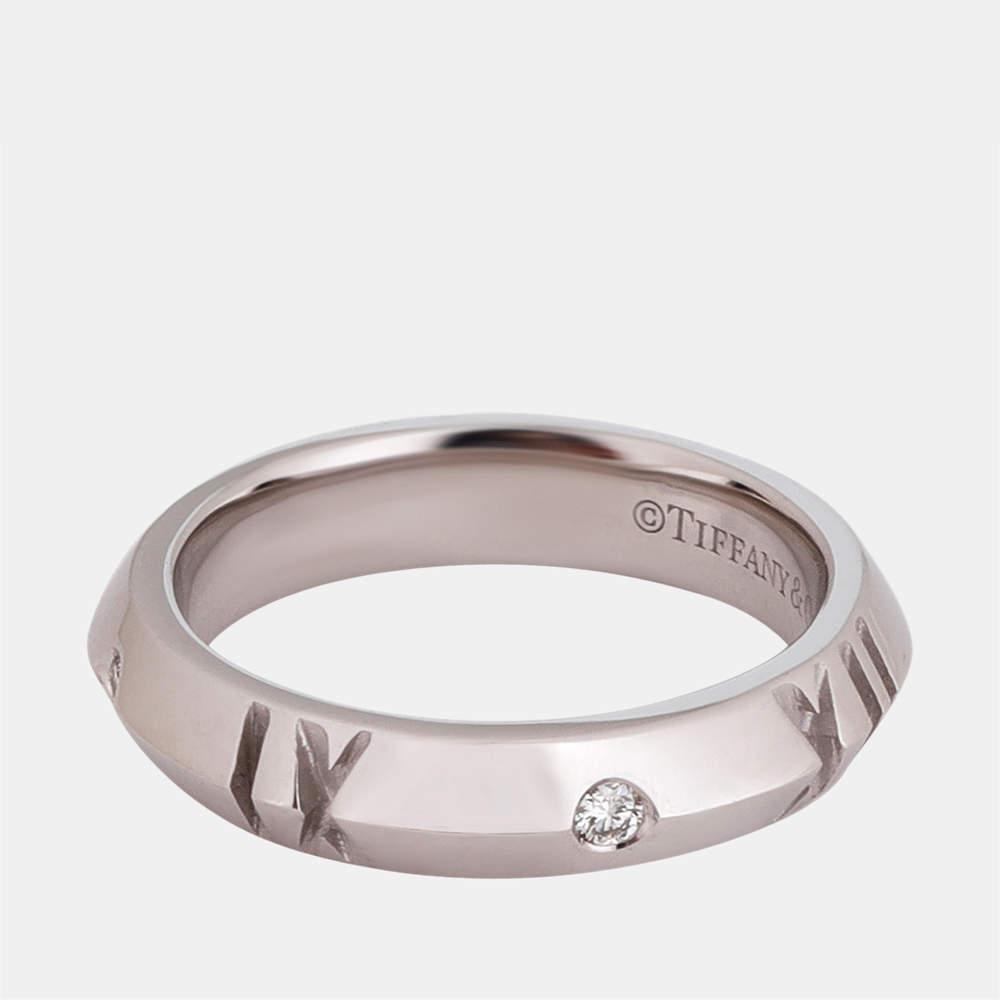 Tiffany & Co. Atlas Band 18K White Gold Diamond Ring EU 54.5商品第3张图片规格展示