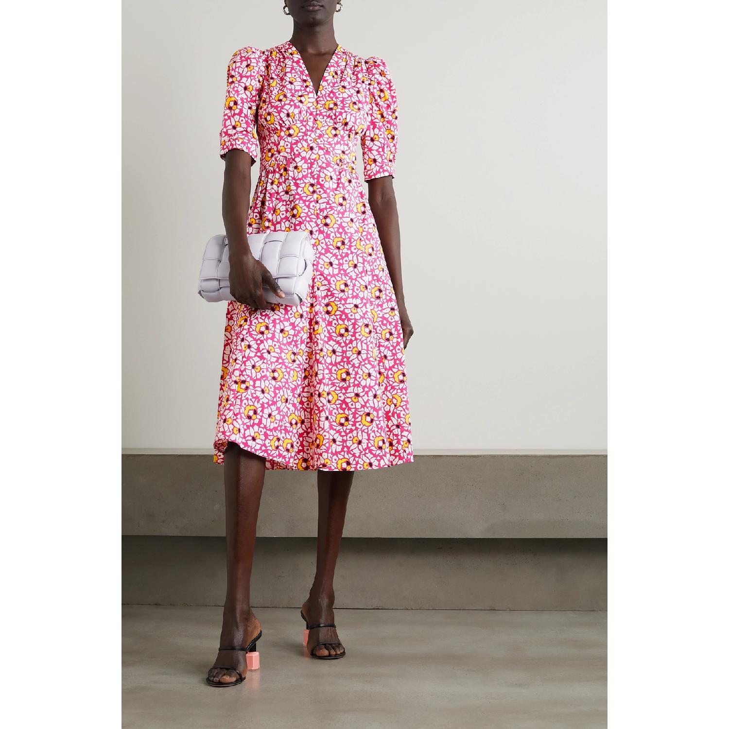 包邮包税【预售7天发货】 DIANE VON FURSTENBERG 23秋冬 女士 连衣裙 Melissa 印花弹力棉质府绸中长连衣裙 1647597303930872 DVFDS1R011PSSPK 商品第3张图片规格展示