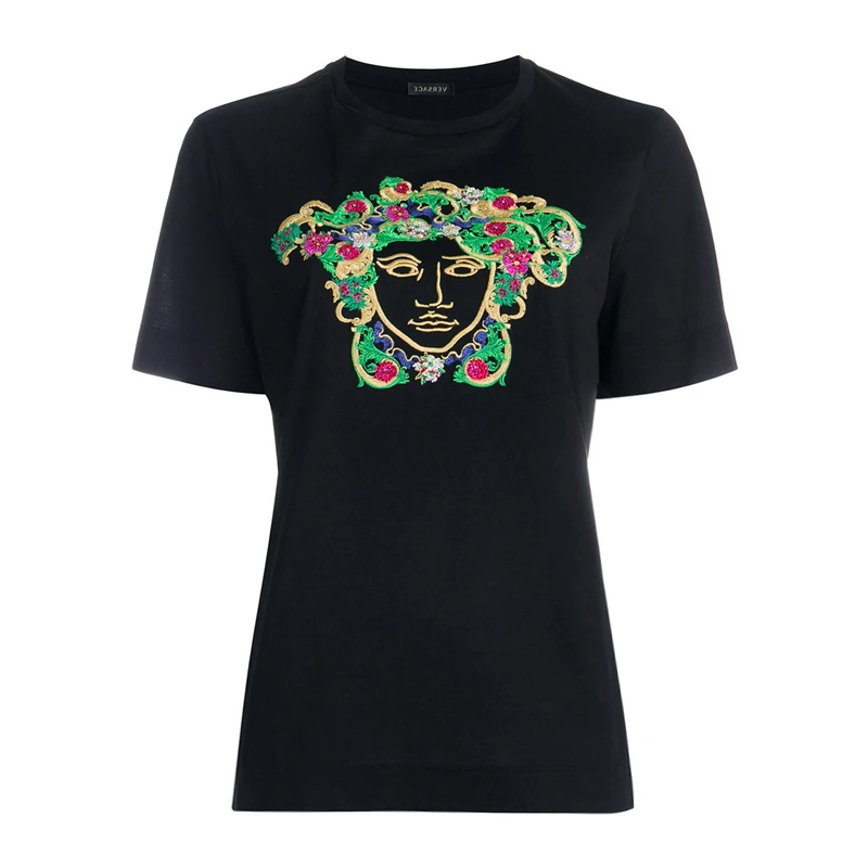 商品[国内直发] Versace|VERSACE 范思哲 黑色女士棉质短袖T恤衫 A79095-A201952-A1008,价格¥4544,第1张图片