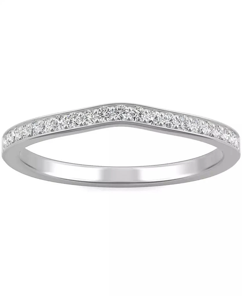 商品Charles & Colvard|Moissanite V-Shape Wedding Band (1/5 ct. t.w. DEW) in 14k White Gold,价格¥3123,第1张图片