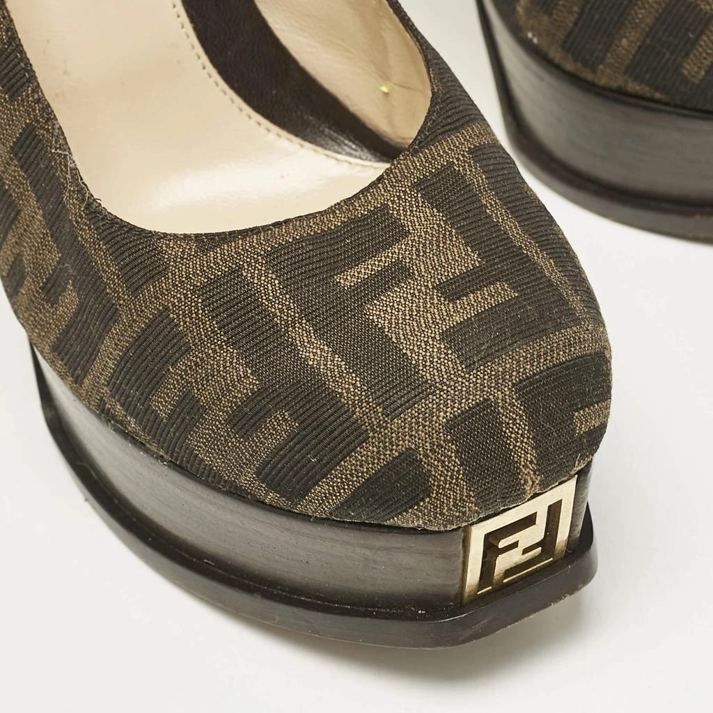 Fendi Brown Zucca Canvas Fendista Platform Pumps Size 39 商品