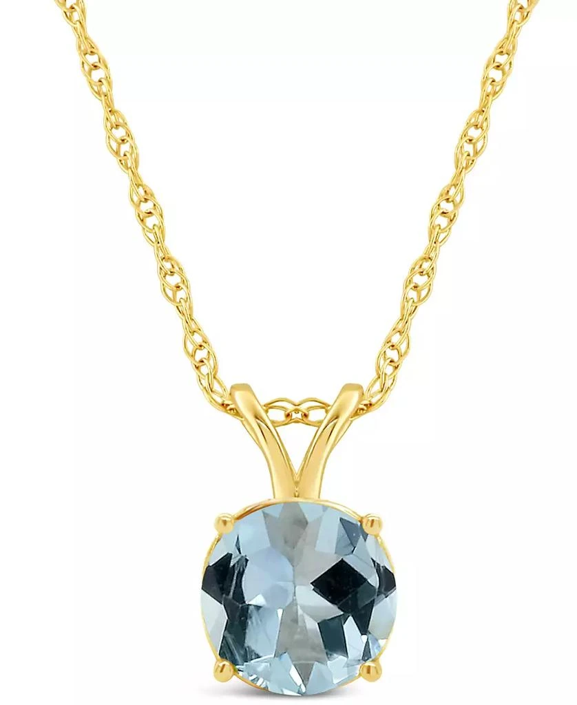 商品Macy's|Aquamarine (1-1/4 ct. t.w.) Pendant Necklace in 14K Yellow Gold,价格¥7328,第1张图片