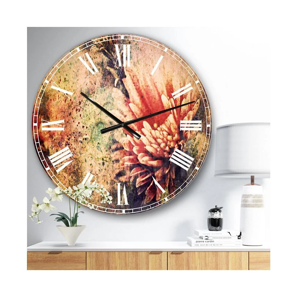 商品Designart|Flower Oversized Round Metal Wall Clock,价格¥1221,第2张图片详细描述