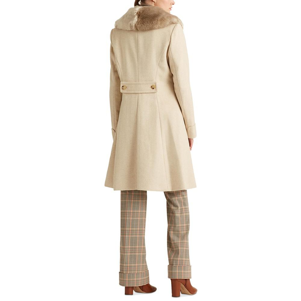 Women's Faux-Fur-Trim Walker Coat, Created for Macy's商品第2张图片规格展示