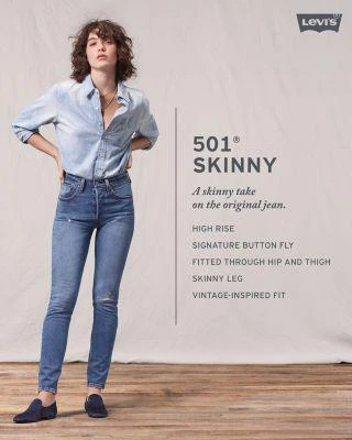 商品Levi's|501 Skinny Stretch Jeans in We The People,价格¥571,第5张图片详细描述