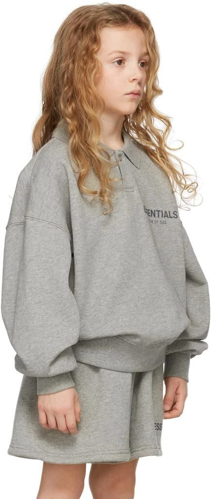 商品Essentials|Kids Grey French Terry Long Sleeve Polo,价格¥485,第3张图片详细描述