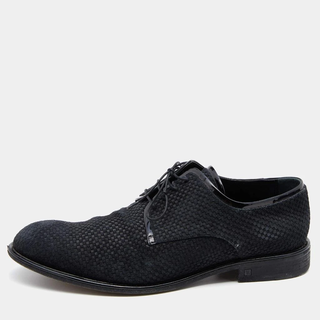 商品[二手商品] Louis Vuitton|Louis Vuitton Black Damier Embossed Suede and Patent Leather Trim Lace Up Derby Size 43,价格¥2661,第1张图片