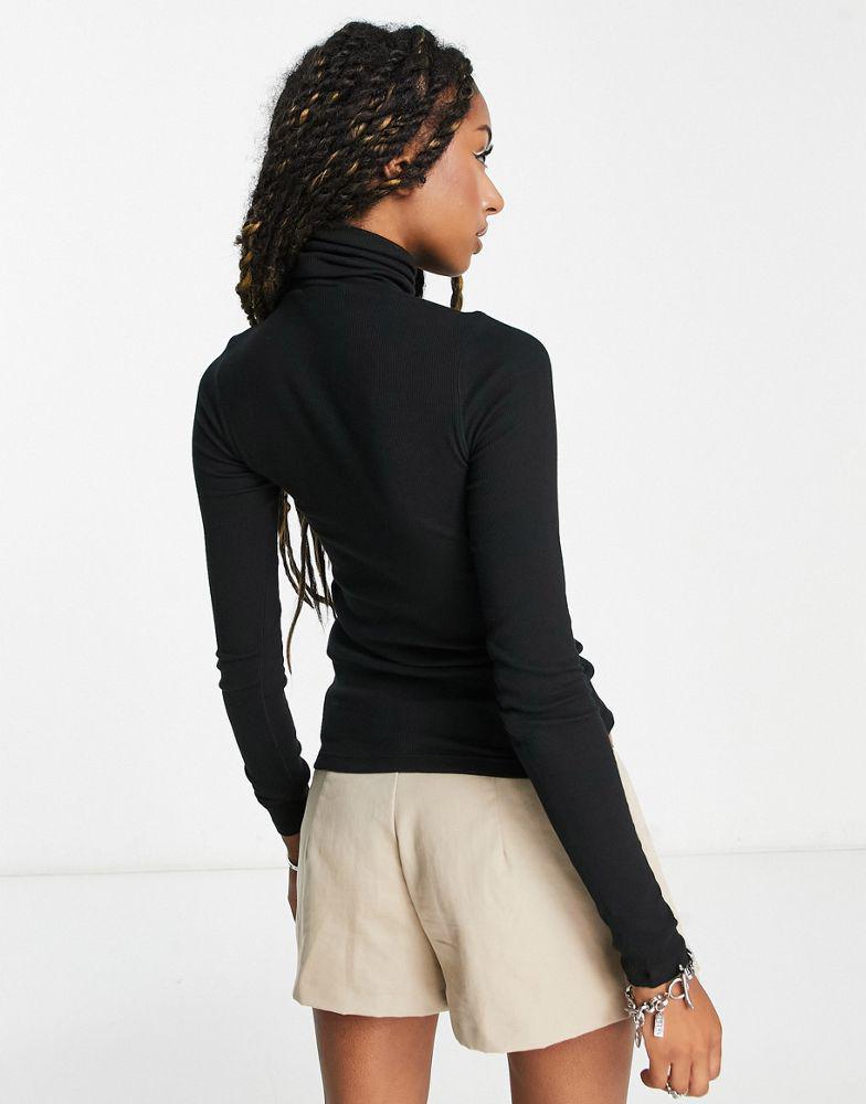 商品Ralph Lauren|Polo Ralph Lauren long sleeve jersey roll neck jumper in black,价格¥1059,第4张图片详细描述