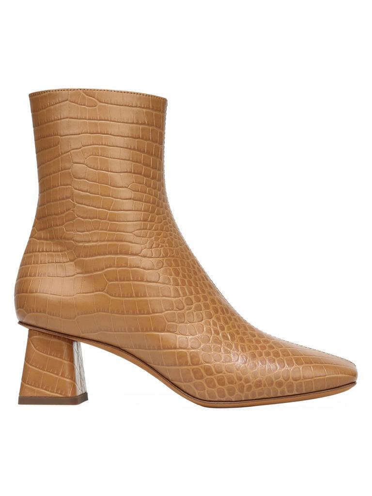 商品Vince|Koren Square-Toe Croc-Embossed Leather Ankle Boots,价格¥1508,第1张图片