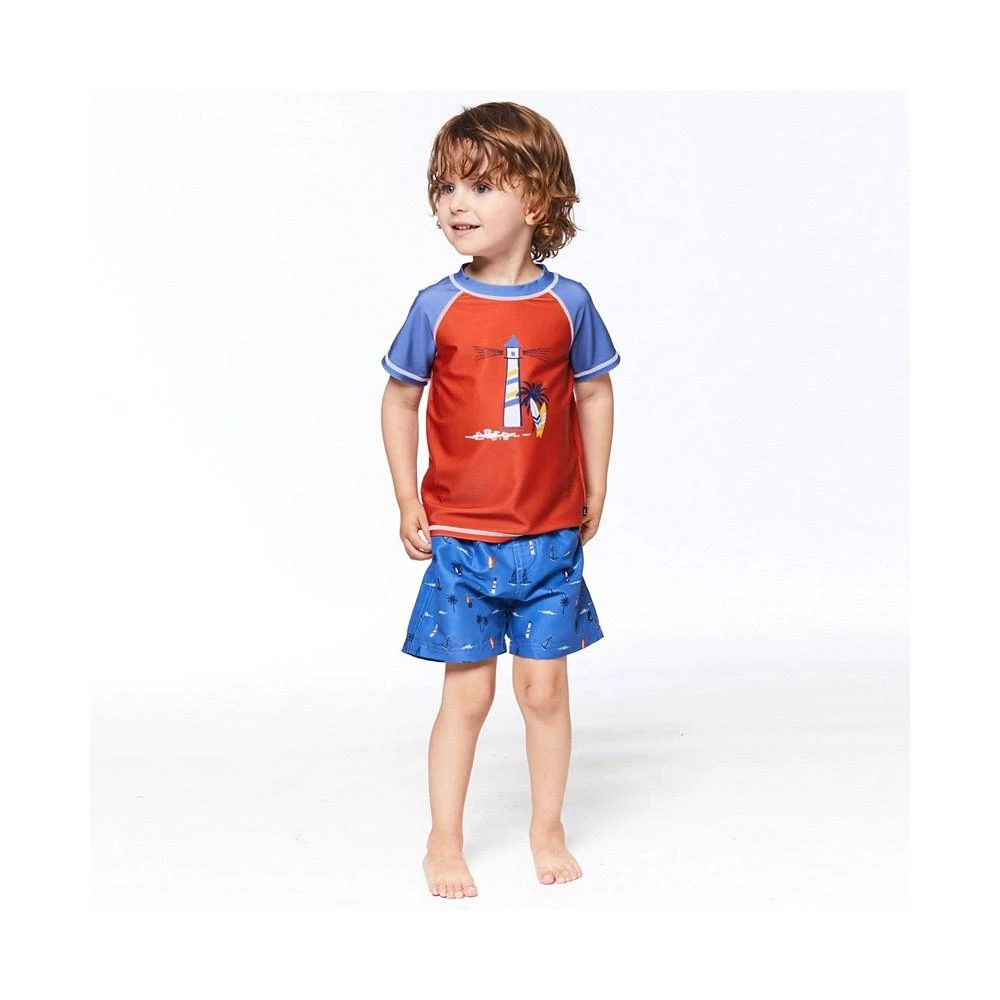 商品Deux par Deux|Boy Short Sleeve Rash guard Red & Blue - Toddler|Child,价格¥127,第3张图片详细描述