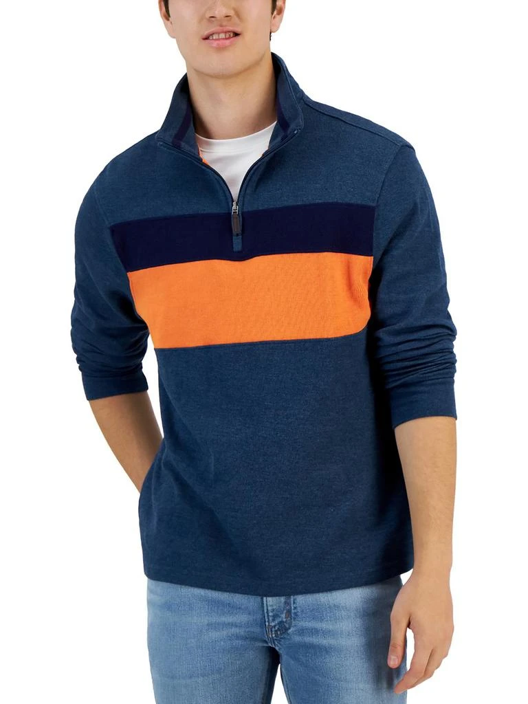 商品Club Room|Mens Zipper Neck Colorblock Pullover Sweater,价格¥170,第2张图片详细描述