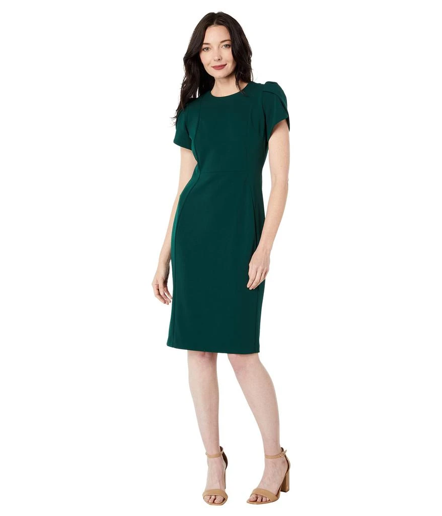 商品Calvin Klein|Short Scuba Crepe Dress with Tulip Sleeve,价格¥636,第1张图片