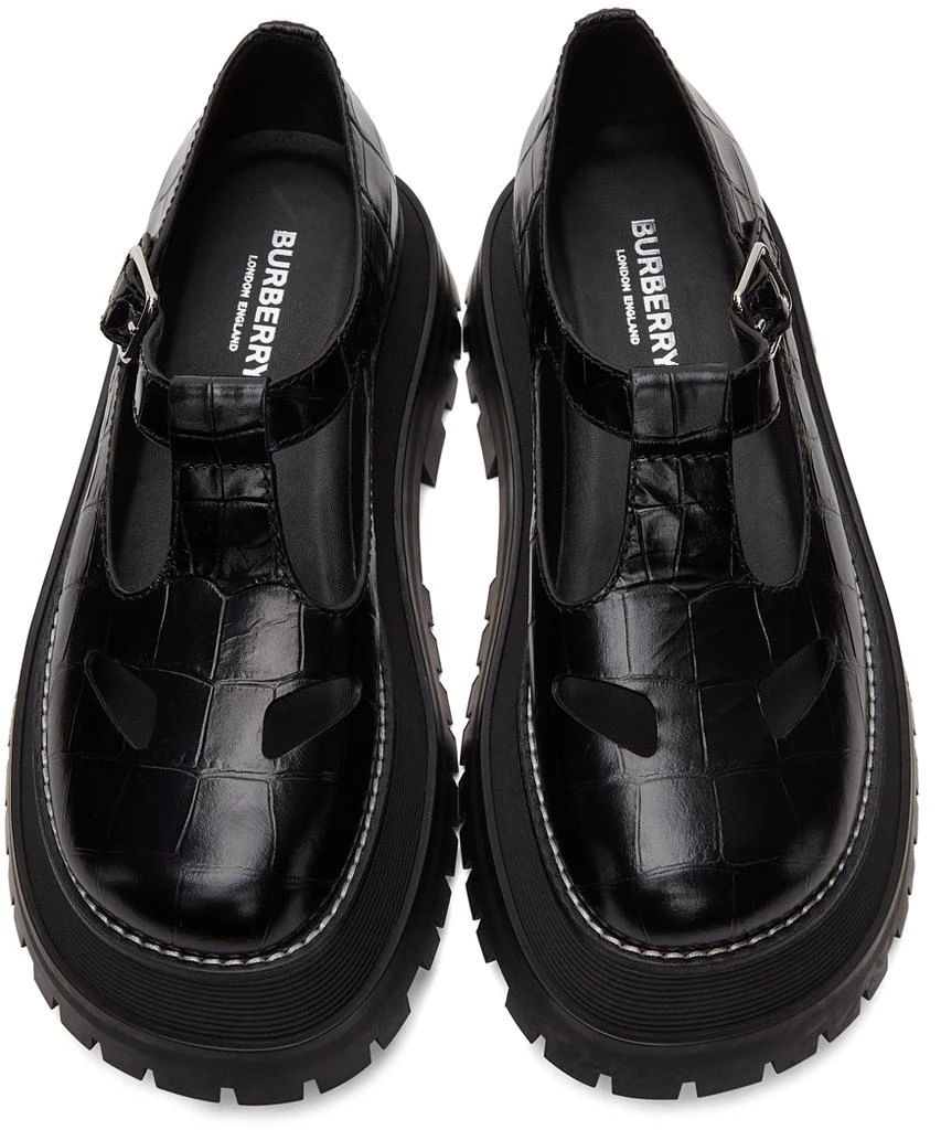 商品Burberry|Black Croc T-Bar Loafers,价格¥5901,第5张图片详细描述