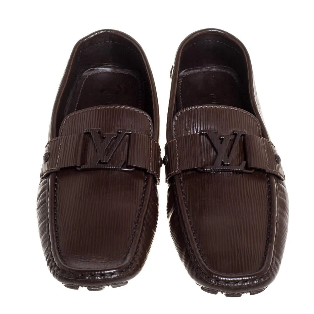 商品[二手商品] Louis Vuitton|Louis Vuitton Brown Leather Monte Carlo Slip On Loafers Size 41.5,价格¥3334,第3张图片详细描述