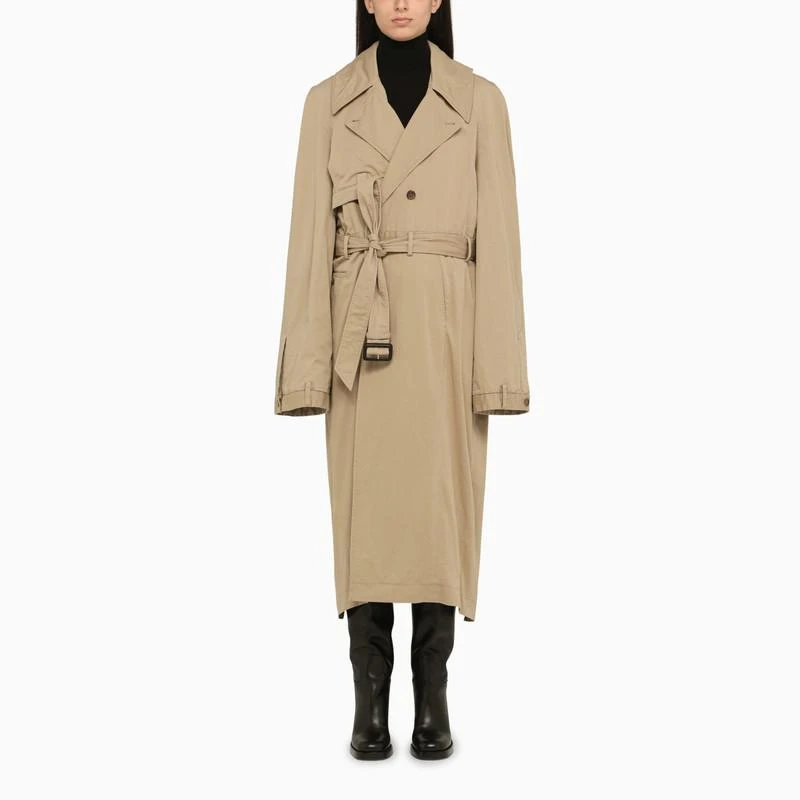 商品Balenciaga|Single-breasted beige cotton trench coat,价格¥11657,第1张图片