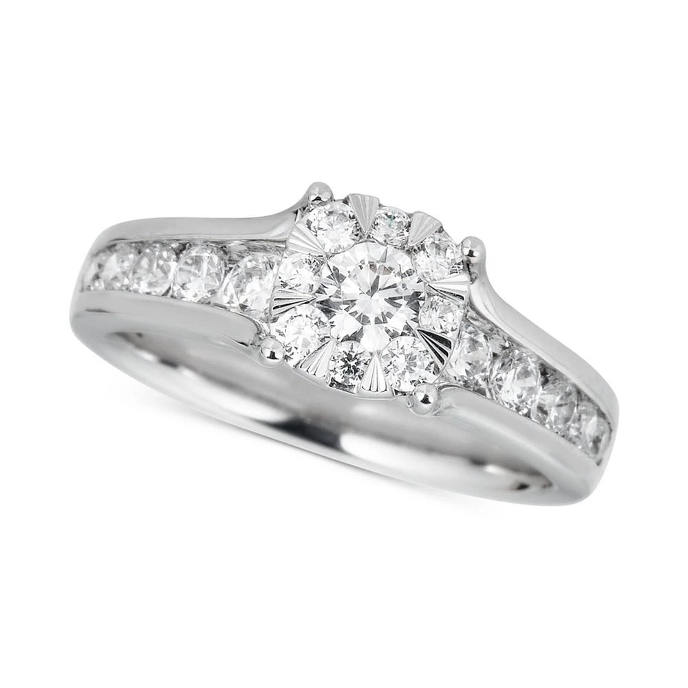 商品Macy's|Diamond Halo Channel-Set Engagement Ring (1 ct. t.w.) in 14k White Gold,价格¥10940,第3张图片详细描述