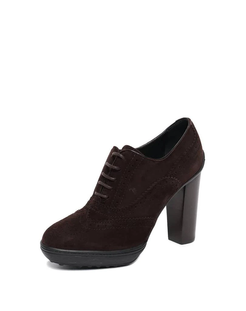 商品Tod's|Ladies Suede Lace Up High Heel Boots in Dark Brown,价格¥1285,第3张图片详细描述