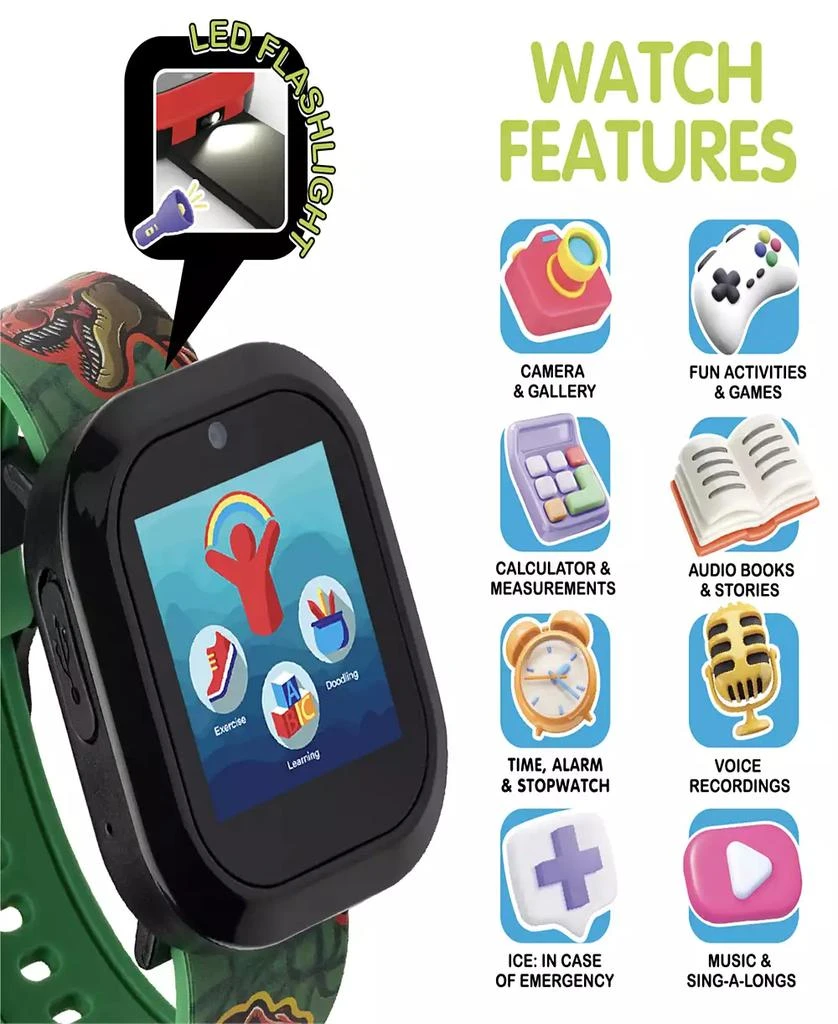 商品Playzoom|V3 Boys Black and Green Silicone Smartwatch 42mm Gift Set,价格¥226,第3张图片详细描述