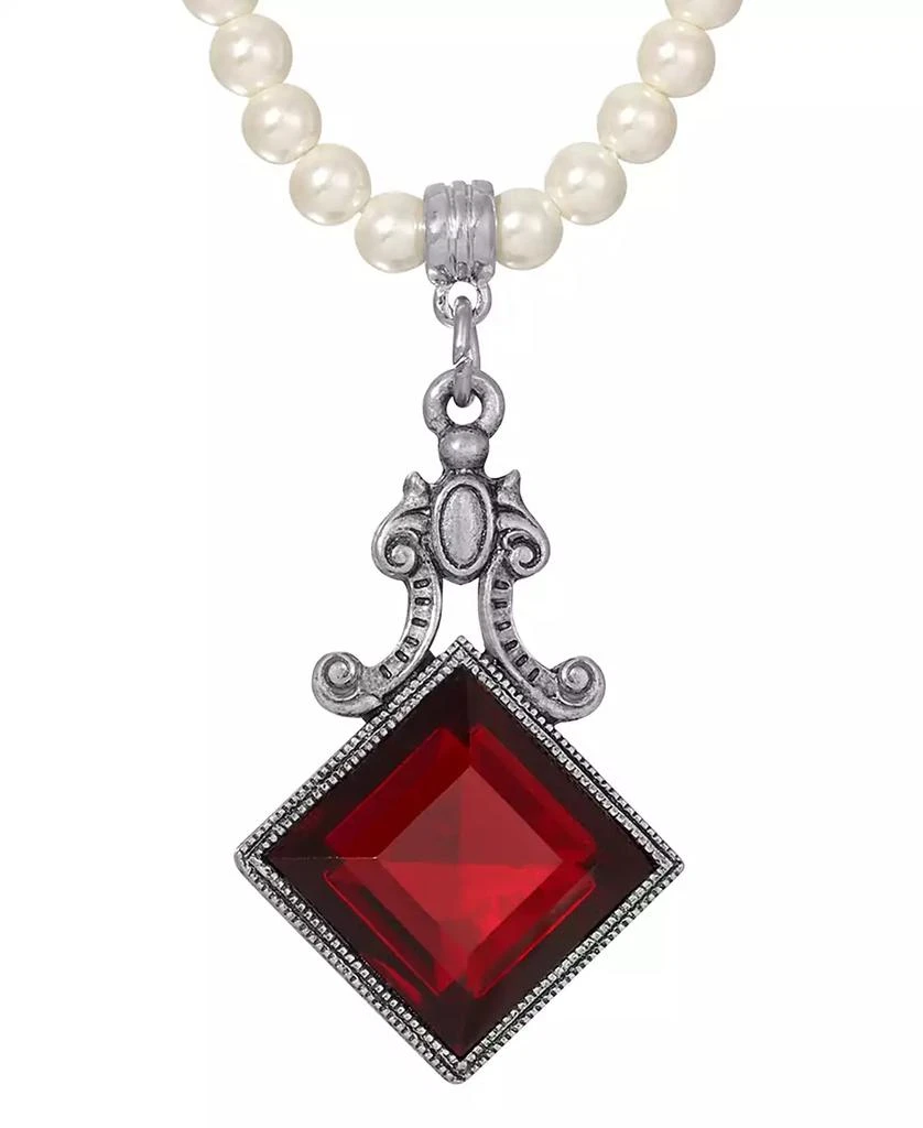 商品2028|Imitation Pearl Red Glass Pendant Necklace,价格¥463,第2张图片详细描述