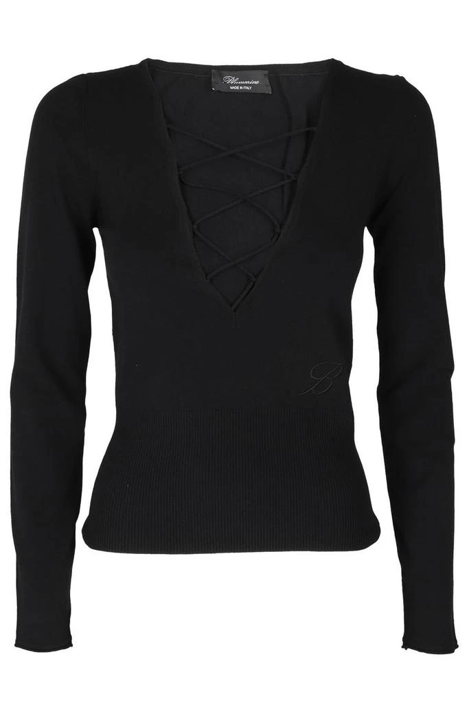 商品BLUMARINE|Blumarine Interwoven Laces V-Neck Sweater,价格¥2091,第1张图片