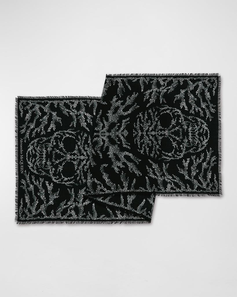 商品Alexander McQueen|Embellished Spine & Skulls Wool Scarf,价格¥3270,第5张图片详细描述